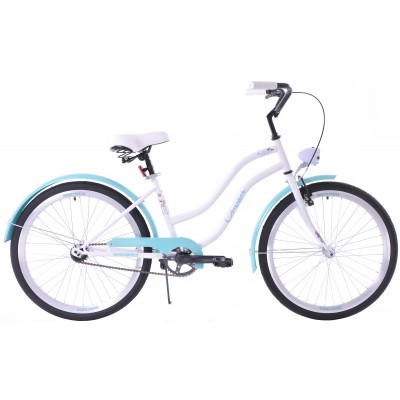 Detský bicykel 24" Kozbike Cruiser Bella bielo - modrý 14,5" 